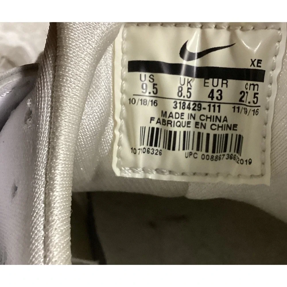 Nike Air Huarache Triple White Mens Sz 9.5 Running Shoes Sneakers 318429-111